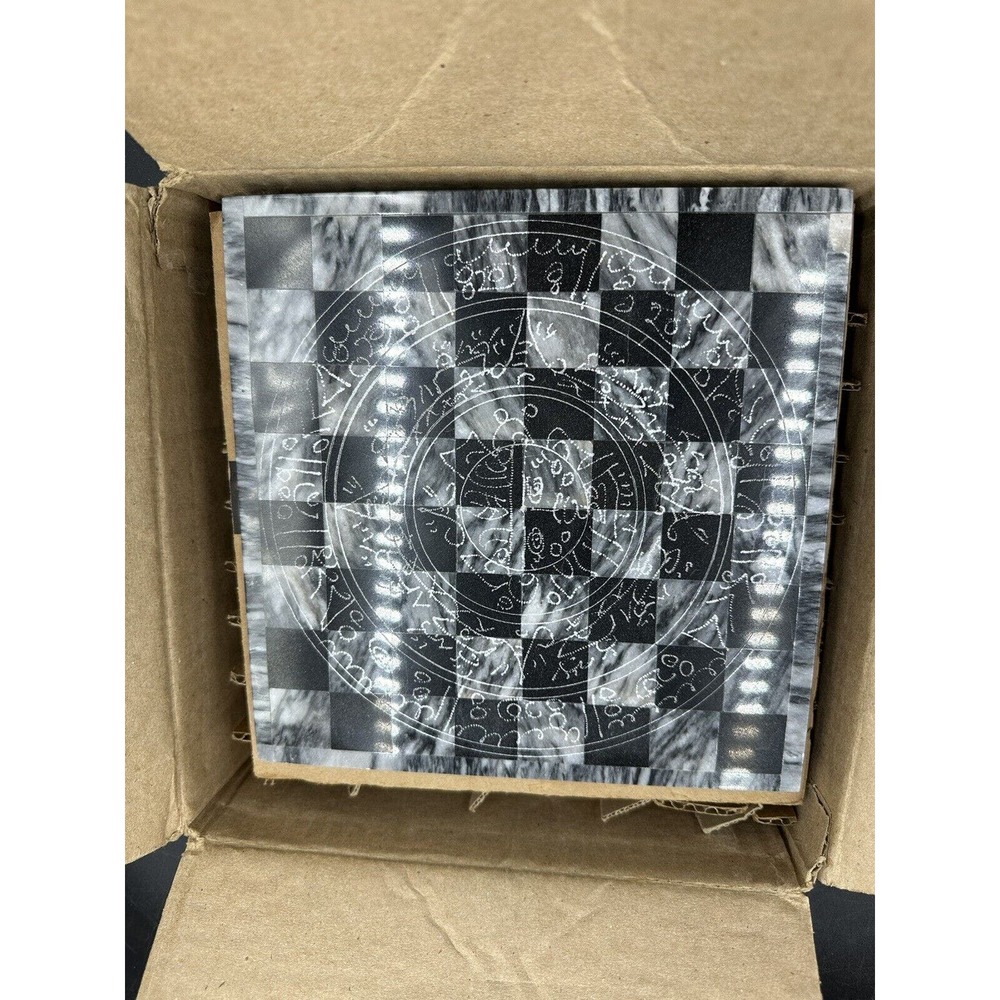 Small Marble Chess Set 7.75" Board Black & Gray